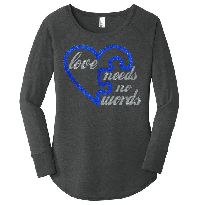 Love Needs No Words Autism Awareness Heart Puzzle Women's Perfect Tri Tunic Long Sleeve Shirt