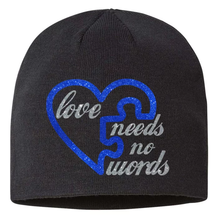 Love Needs No Words Autism Awareness Heart Puzzle 8 1/2in Sustainable Knit Beanie