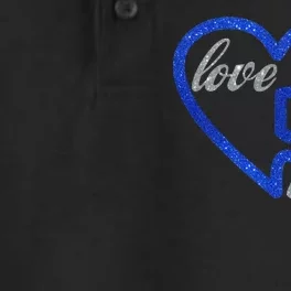 Love Needs No Words Autism Awareness Heart Puzzle Dry Zone Grid Performance Polo