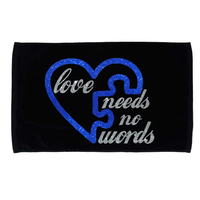 Love Needs No Words Autism Awareness Heart Puzzle Microfiber Hand Towel