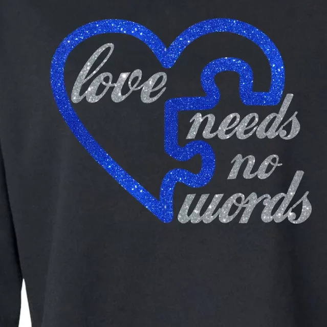 Love Needs No Words Autism Awareness Heart Puzzle Cropped Pullover Crew