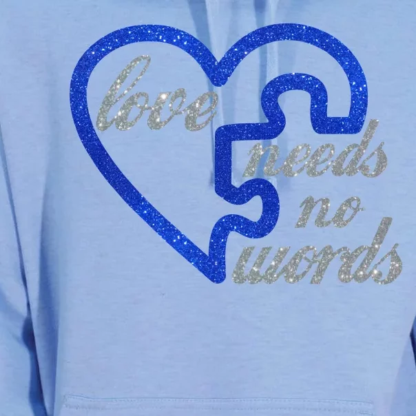 Love Needs No Words Autism Awareness Heart Puzzle Unisex Surf Hoodie