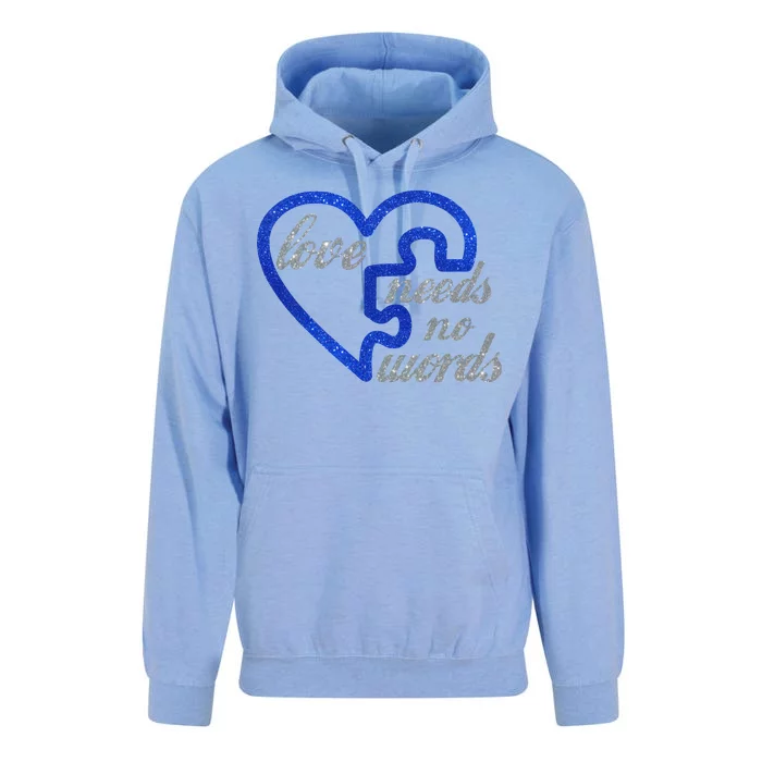 Love Needs No Words Autism Awareness Heart Puzzle Unisex Surf Hoodie