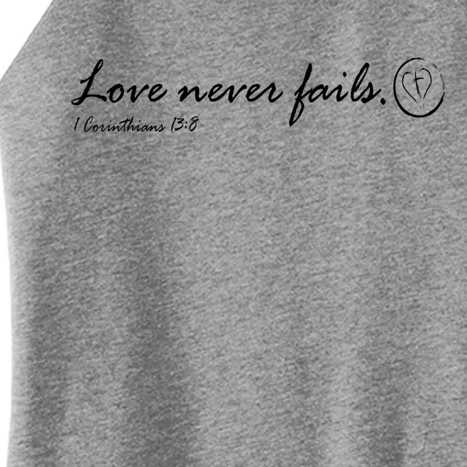 Love Never Fails Women’s Perfect Tri Rocker Tank