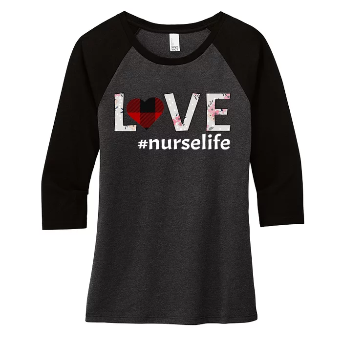 Love Nurse life Women's Tri-Blend 3/4-Sleeve Raglan Shirt