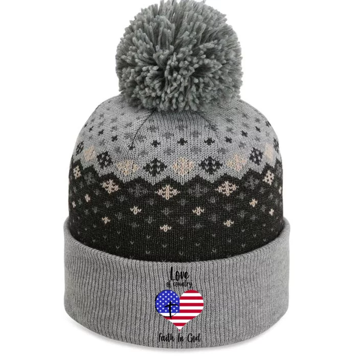 Love Of Country And Faith In God The Baniff Cuffed Pom Beanie