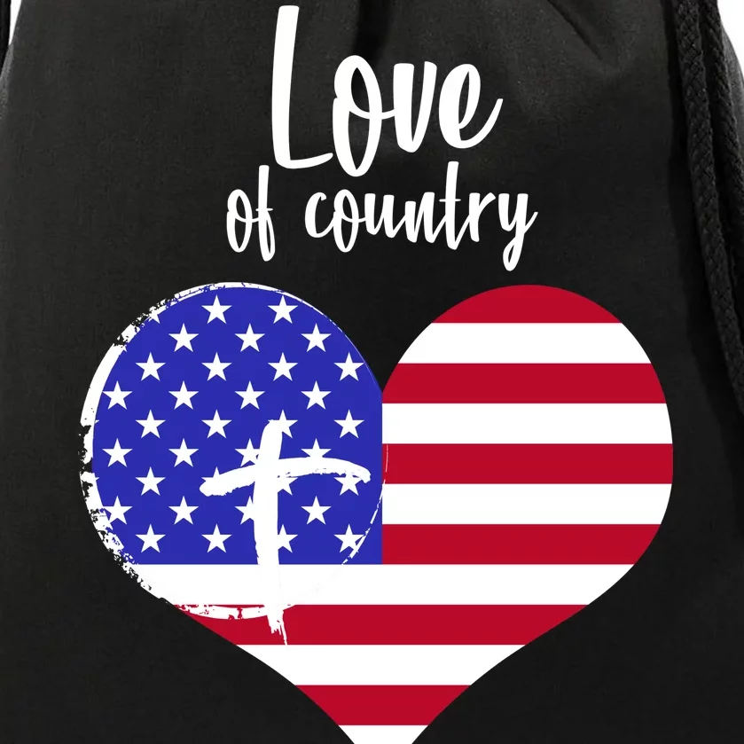 Love Of Country And Faith In God Drawstring Bag