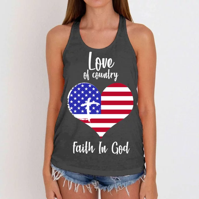 Love Of Country And Faith In God Women's Knotted Racerback Tank