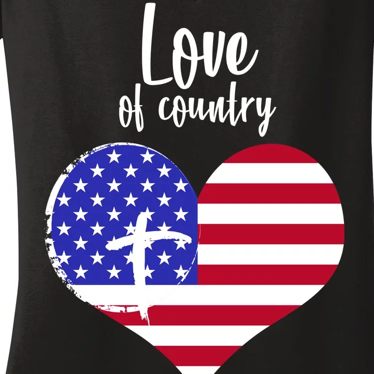 Love Of Country And Faith In God Women's V-Neck T-Shirt