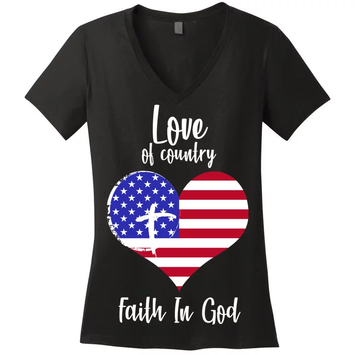 Love Of Country And Faith In God Women's V-Neck T-Shirt