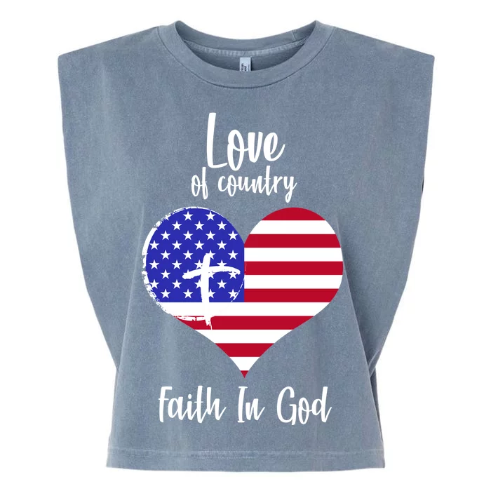 Love Of Country And Faith In God Garment-Dyed Women's Muscle Tee