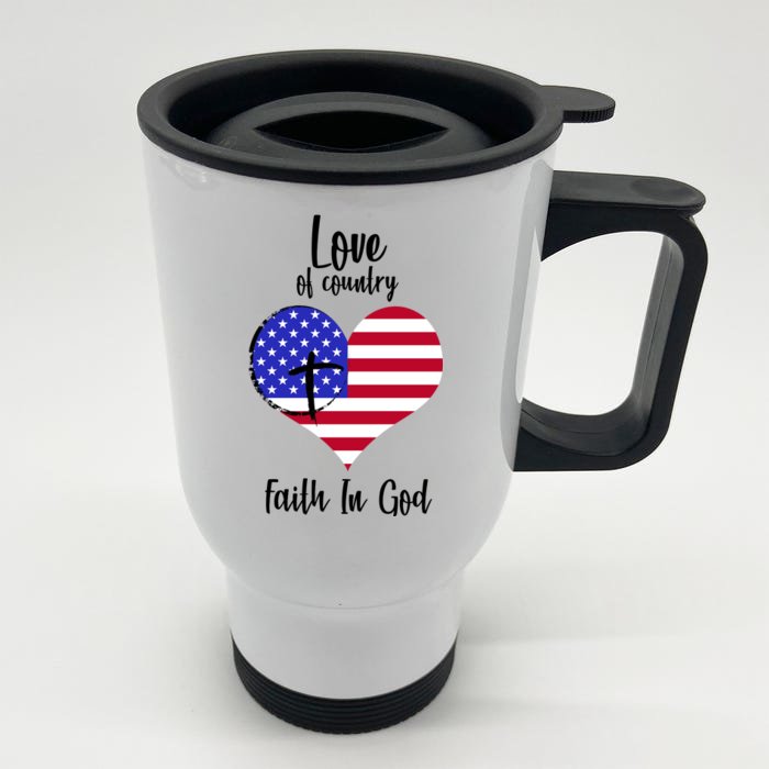 Love Of Country And Faith In God Front & Back Stainless Steel Travel Mug