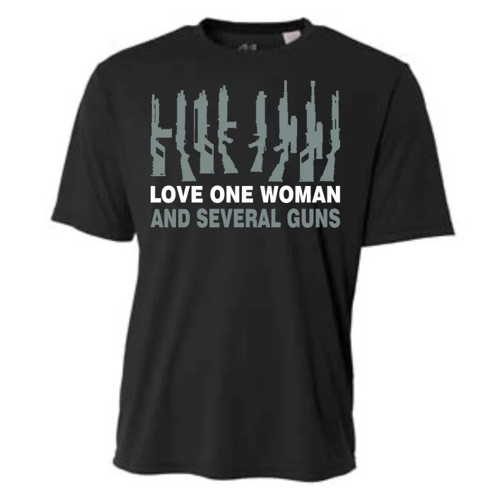 Love One Woman And Several Guns Cooling Performance Crew T-Shirt