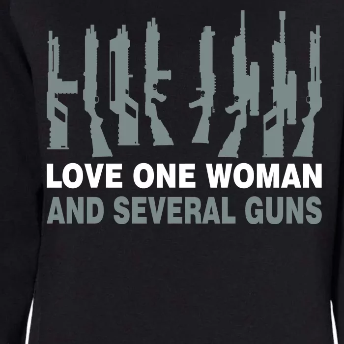 Love One Woman And Several Guns Womens California Wash Sweatshirt