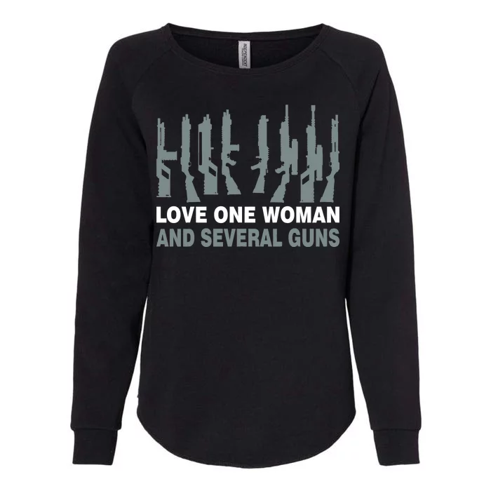 Love One Woman And Several Guns Womens California Wash Sweatshirt