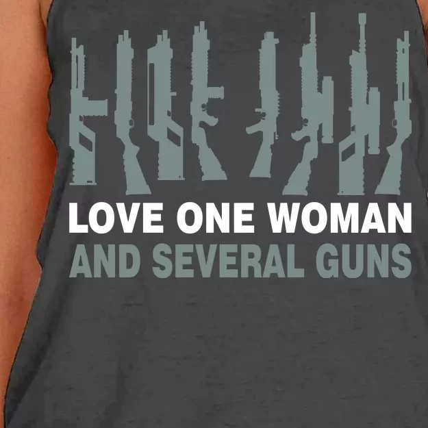 Love One Woman And Several Guns Women's Knotted Racerback Tank