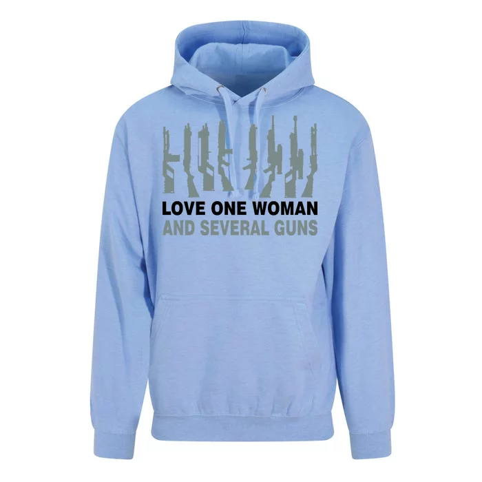 Love One Woman And Several Guns Unisex Surf Hoodie