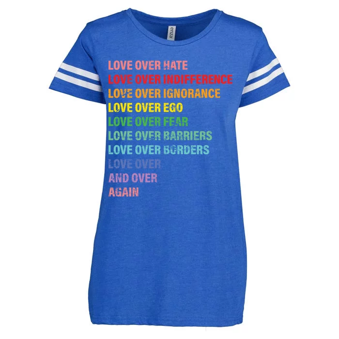 Love Over Hate Love Over Indifference Enza Ladies Jersey Football T-Shirt