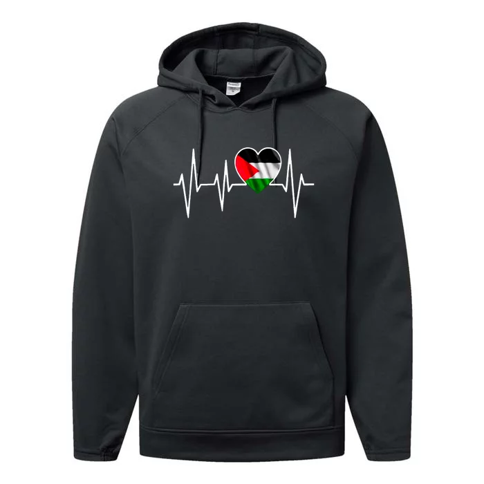 Love Pakistan Flag Heartbeat Pulse Performance Fleece Hoodie