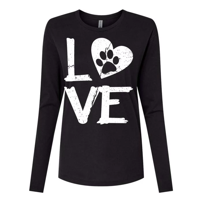 Love Paw In Heart Womens Cotton Relaxed Long Sleeve T-Shirt