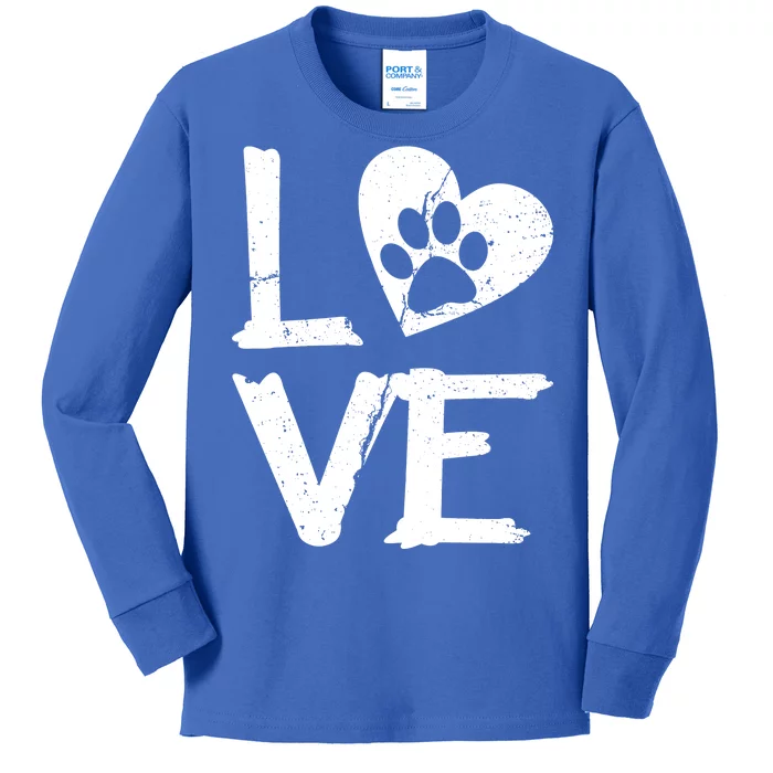 Love Paw In Heart Kids Long Sleeve Shirt