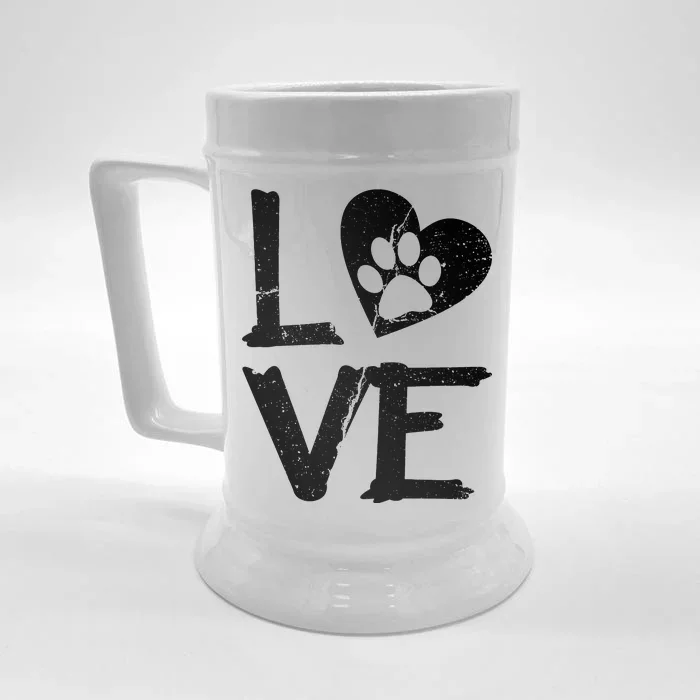 Love Paw In Heart Front & Back Beer Stein