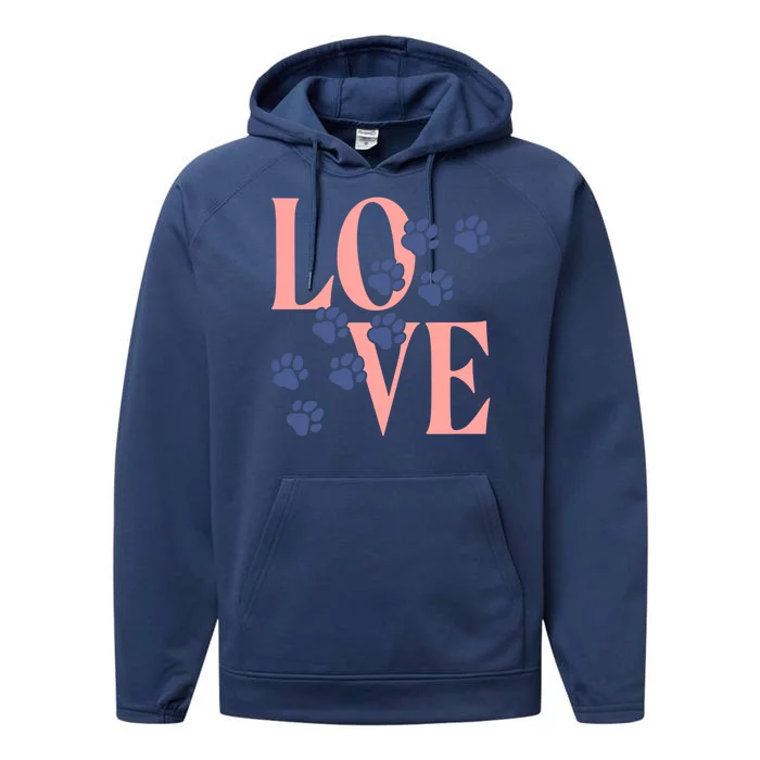 Love Paw Print Performance Fleece Hoodie