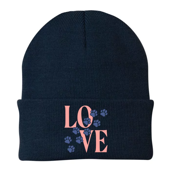 Love Paw Print Knit Cap Winter Beanie