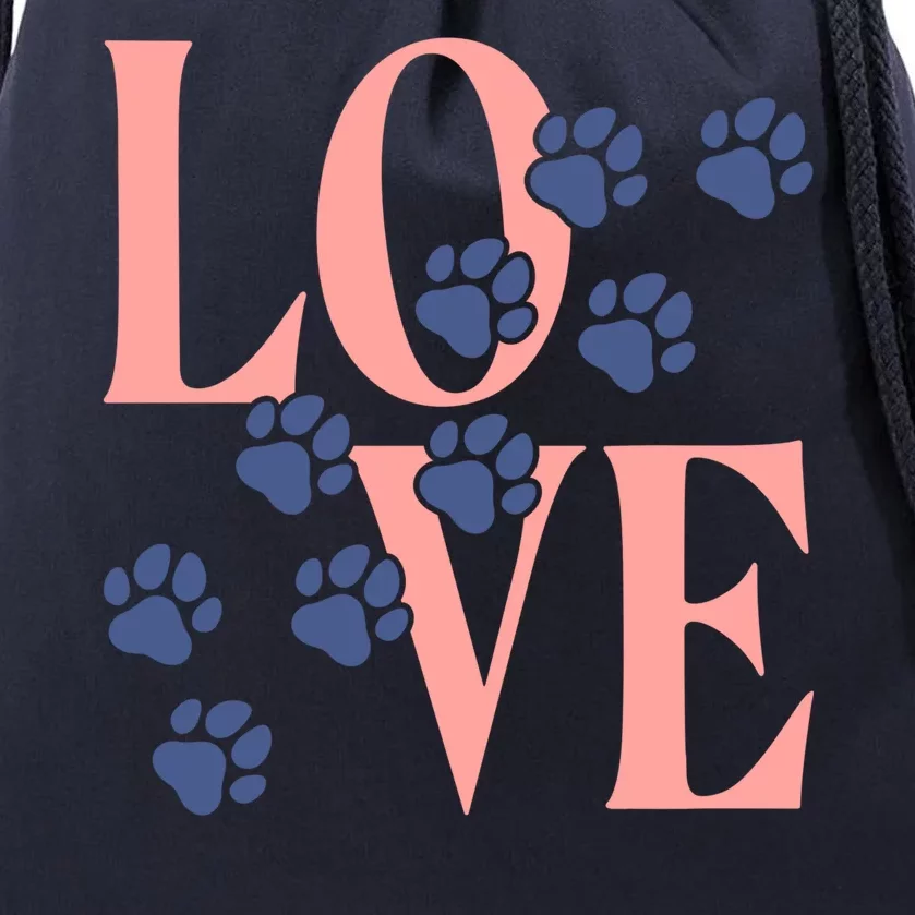 Love Paw Print Drawstring Bag