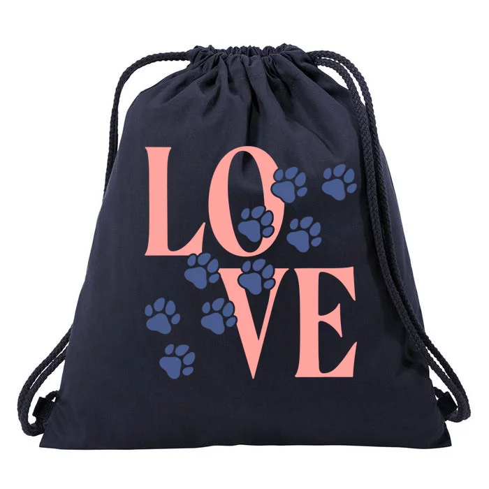 Love Paw Print Drawstring Bag