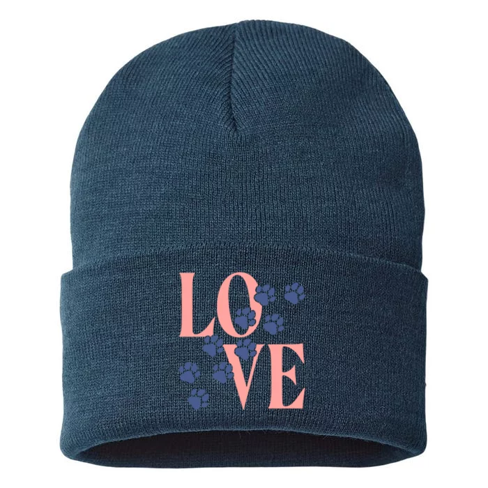 Love Paw Print Sustainable Knit Beanie