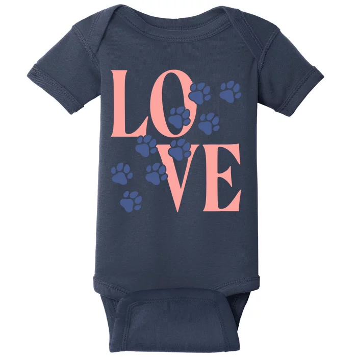 Love Paw Print Baby Bodysuit