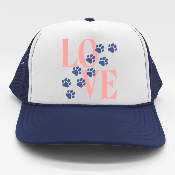 Love Paw Print Trucker Hat