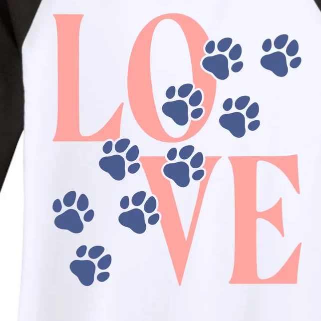 Love Paw Print Women's Tri-Blend 3/4-Sleeve Raglan Shirt