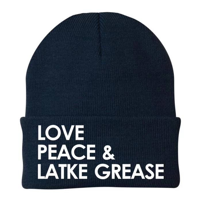 Love Peace & Latke Grease Funny Hanukkah Knit Cap Winter Beanie