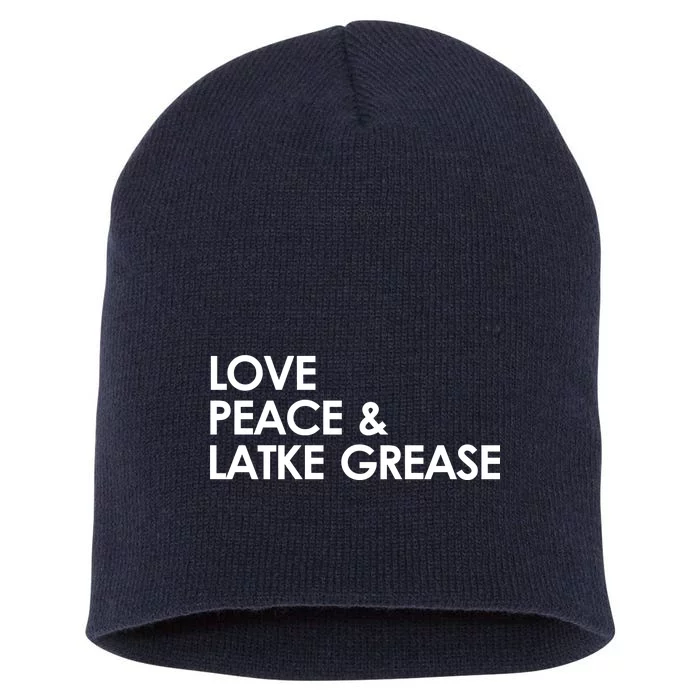 Love Peace & Latke Grease Funny Hanukkah Short Acrylic Beanie