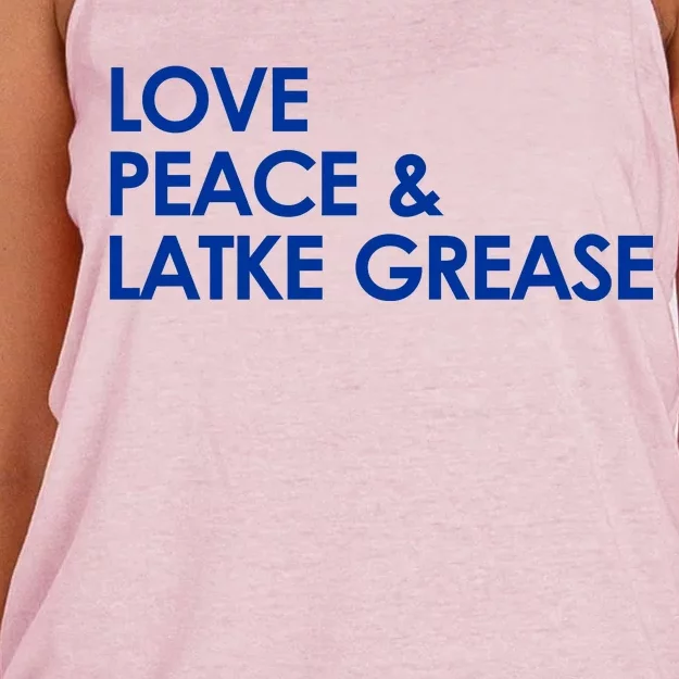 Love Peace & Latke Grease Funny Hanukkah Women's Knotted Racerback Tank