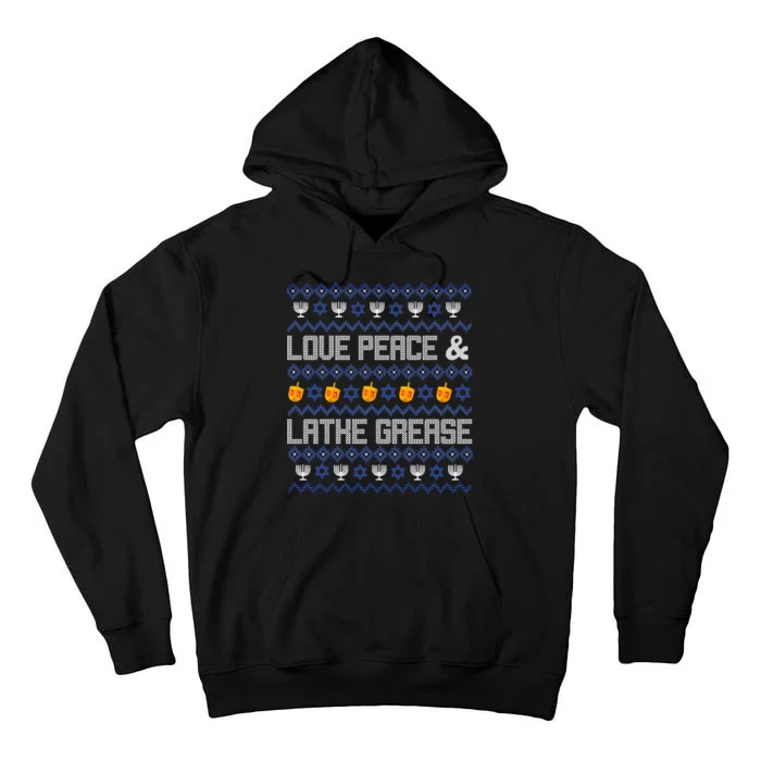 Love Peace & Latke Grease Hanukkah Ugly Tall Hoodie