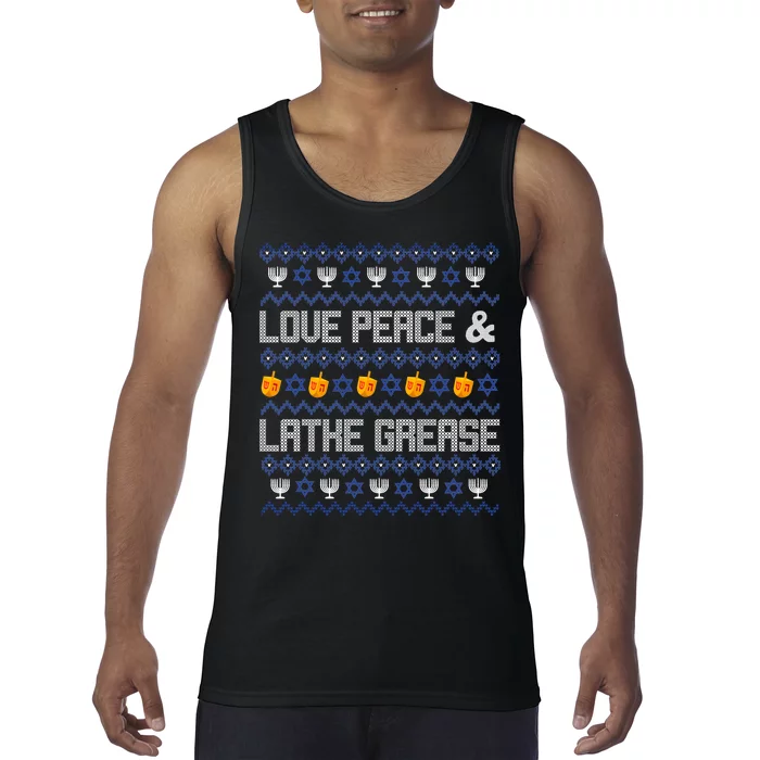 Love Peace & Latke Grease Hanukkah Ugly Tank Top