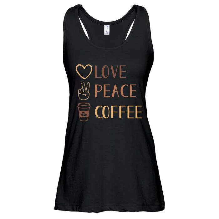 Love Peace Coffee Funny Ladies Essential Flowy Tank