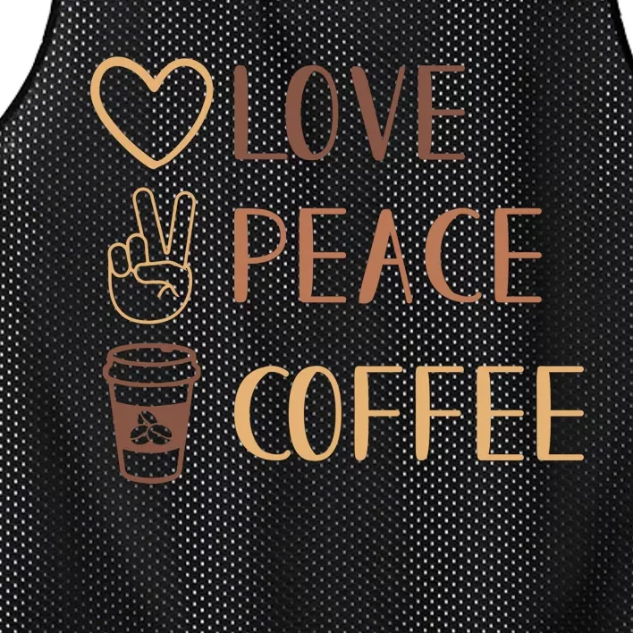 Love Peace Coffee Funny Mesh Reversible Basketball Jersey Tank