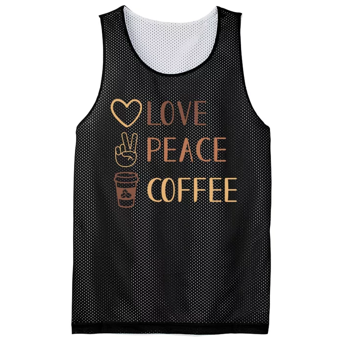 Love Peace Coffee Funny Mesh Reversible Basketball Jersey Tank