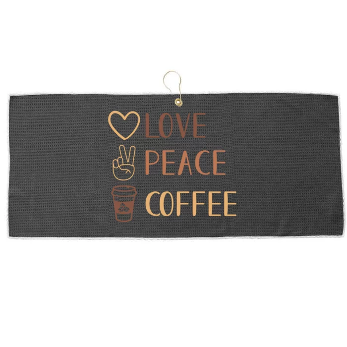 Love Peace Coffee Funny Large Microfiber Waffle Golf Towel