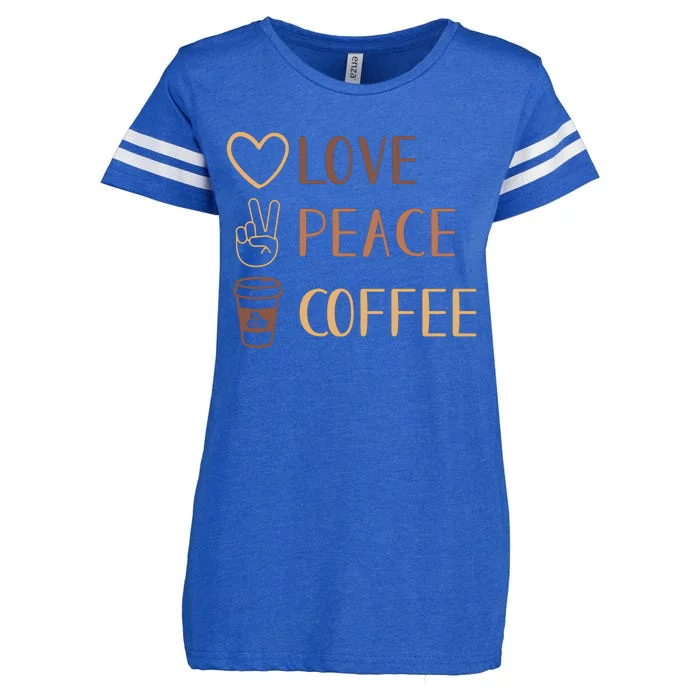 Love Peace Coffee Funny Enza Ladies Jersey Football T-Shirt