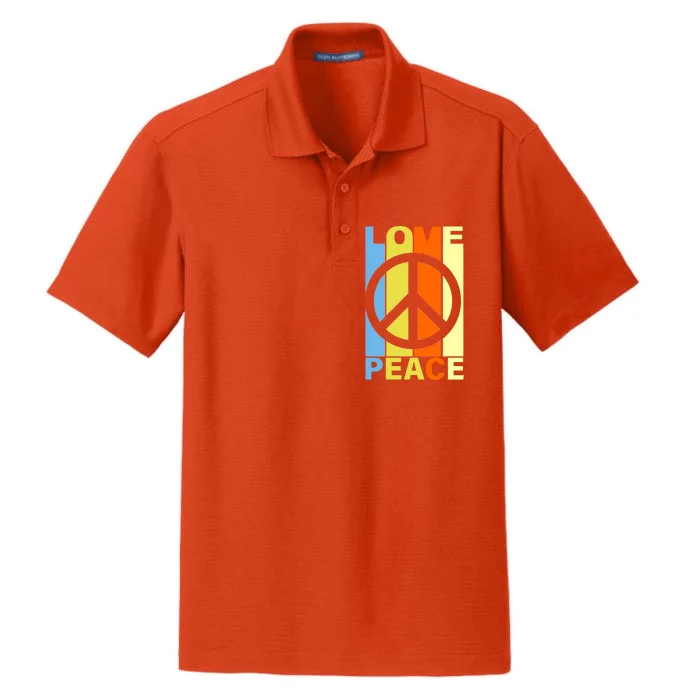 Love Peace Hippie Retro Dry Zone Grid Performance Polo