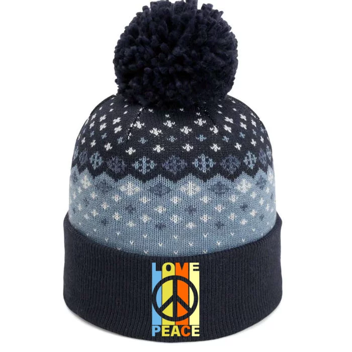 Love Peace Hippie Retro The Baniff Cuffed Pom Beanie