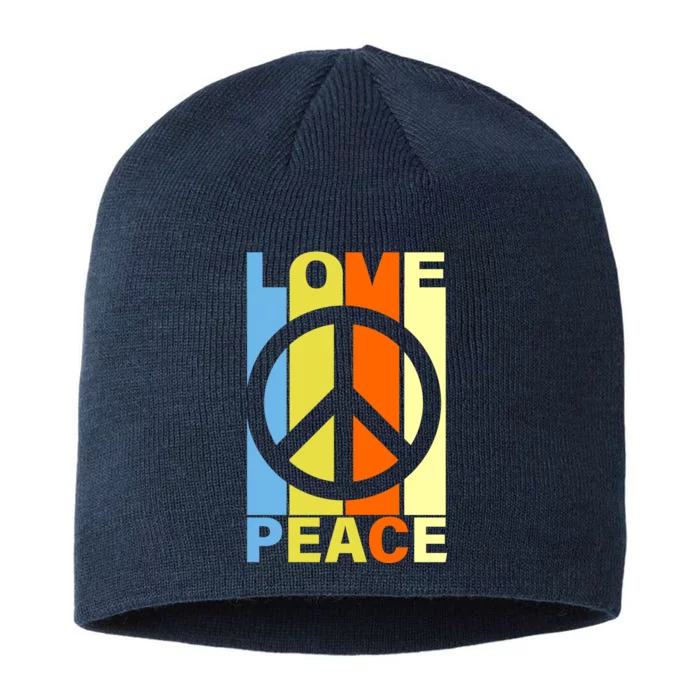 Love Peace Hippie Retro 8 1/2in Sustainable Knit Beanie