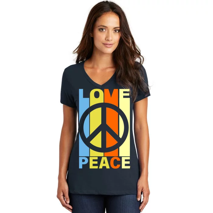 Love Peace Hippie Retro Women's V-Neck T-Shirt