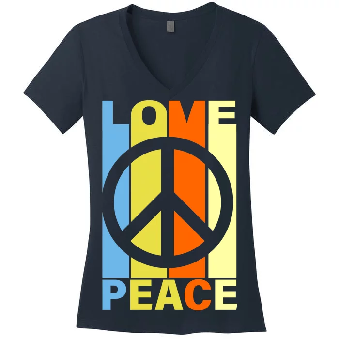 Love Peace Hippie Retro Women's V-Neck T-Shirt