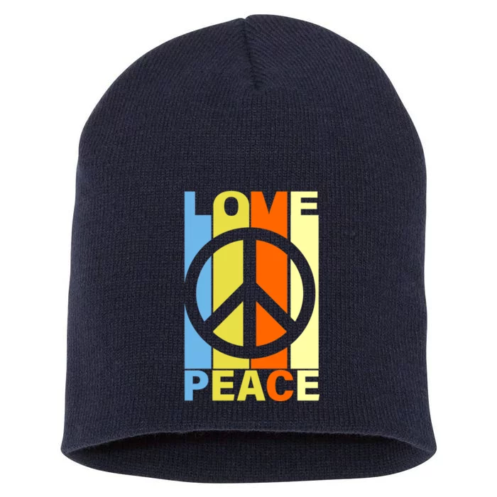 Love Peace Hippie Retro Short Acrylic Beanie